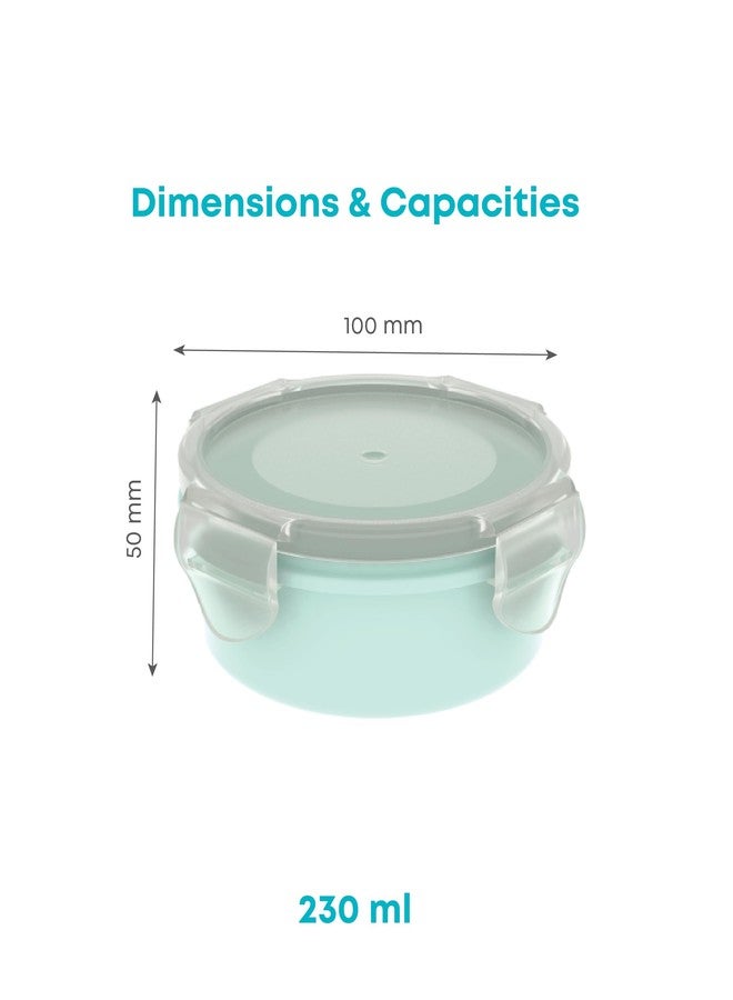 All Time Lock And Safe Round Storage Containers Set Of 4 | Storage Jar | Airtight | Bpa Free | Foodgrade Safe | Microwave Safe | 230 Ml Each | Mint Color - Image 5