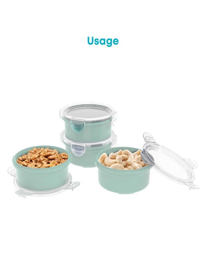 All Time Lock And Safe Round Storage Containers Set Of 4 | Storage Jar | Airtight | Bpa Free | Foodgrade Safe | Microwave Safe | 230 Ml Each | Mint Color - Image 3