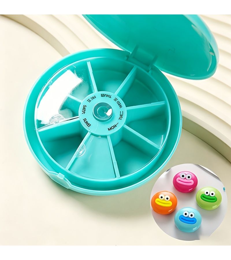 7 Day Portable Capsule Organizer Blue Plastic Storage Box For Jewelry Beads Travel - Image 4