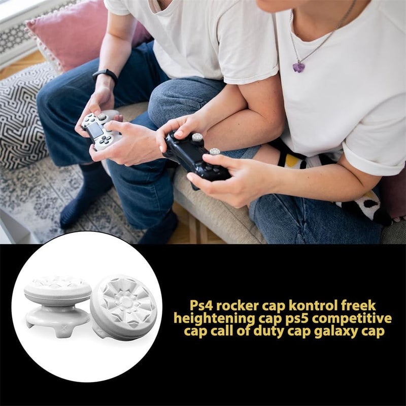YARDHOBI FPS Freek Galaxy White for PlayStation 4 (PS4) and PlayStation 5 (PS5) Performance Thumbsticks, Compatible Controller Grip Performance, Galaxy Themed Thumbstick Covers (1 High-Rise, 1 Mid-Rise, White) - Image 4