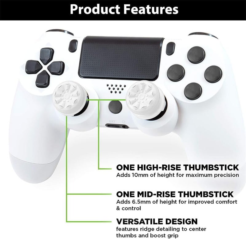 YARDHOBI FPS Freek Galaxy White for PlayStation 4 (PS4) and PlayStation 5 (PS5) Performance Thumbsticks, Compatible Controller Grip Performance, Galaxy Themed Thumbstick Covers (1 High-Rise, 1 Mid-Rise, White) - Image 3