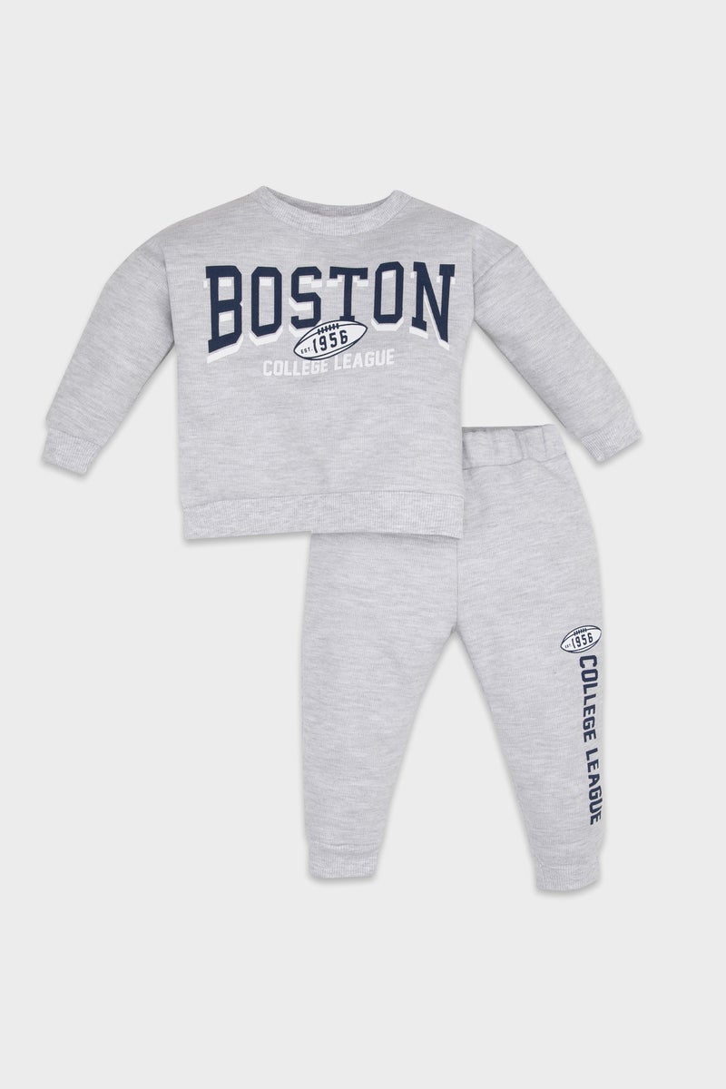 DeFacto Baby Boy Printed Sweatshirt Jogger Sweatpants 2 Piece Set  - Image 1