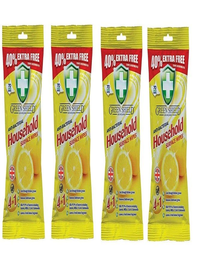 Greenshield Anti Bacterial Household Surface Wipes 70's - Pack of 4 - Image 2