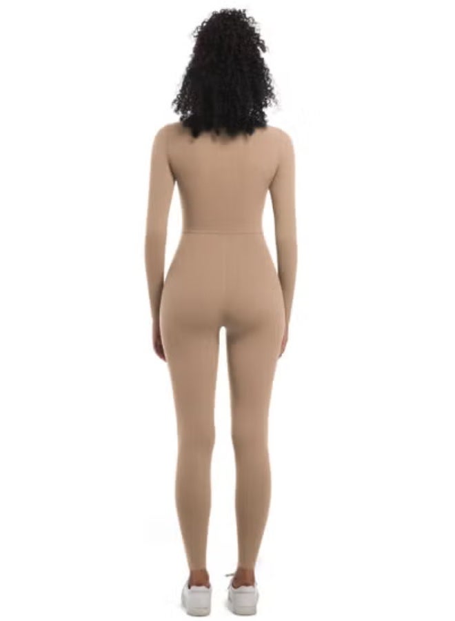 RedMapleTEK European And American Half-Zip Tight Solid Color High Elastic Long Yoga Suit Fitness Running Sports Jumpsuit - Image 5