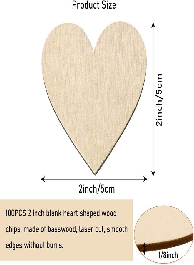 Cliths 2-Inch Wooden Hearts for Crafts, 100 Pcs Heart Shaped Wood Sheets, Christmas Wood Decorations for Tree, Blank Unfinished Wood Ornaments for Wedding, Wooden DIY Christmas. - Image 2