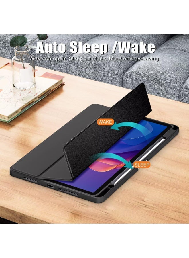 Case for Huawei MatePad SE 11 inch 2024 with built-in pen holder, transparent polycarbonate back, tri-fold shockproof tablet cover, auto wake/sleep feature - Image 4