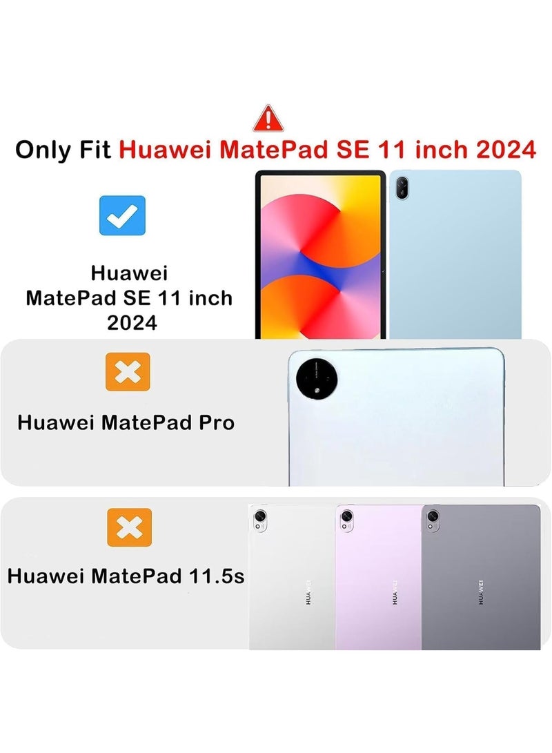 Case for Huawei MatePad SE 11 inch 2024 with built-in pen holder, transparent polycarbonate back, tri-fold shockproof tablet cover, auto wake/sleep feature - Image 2