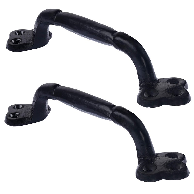 Dseap Barn Door Handle 9 Heavy Duty Rustic Cast Iron Gate Grab Handles and Pulls Black Pack of 2