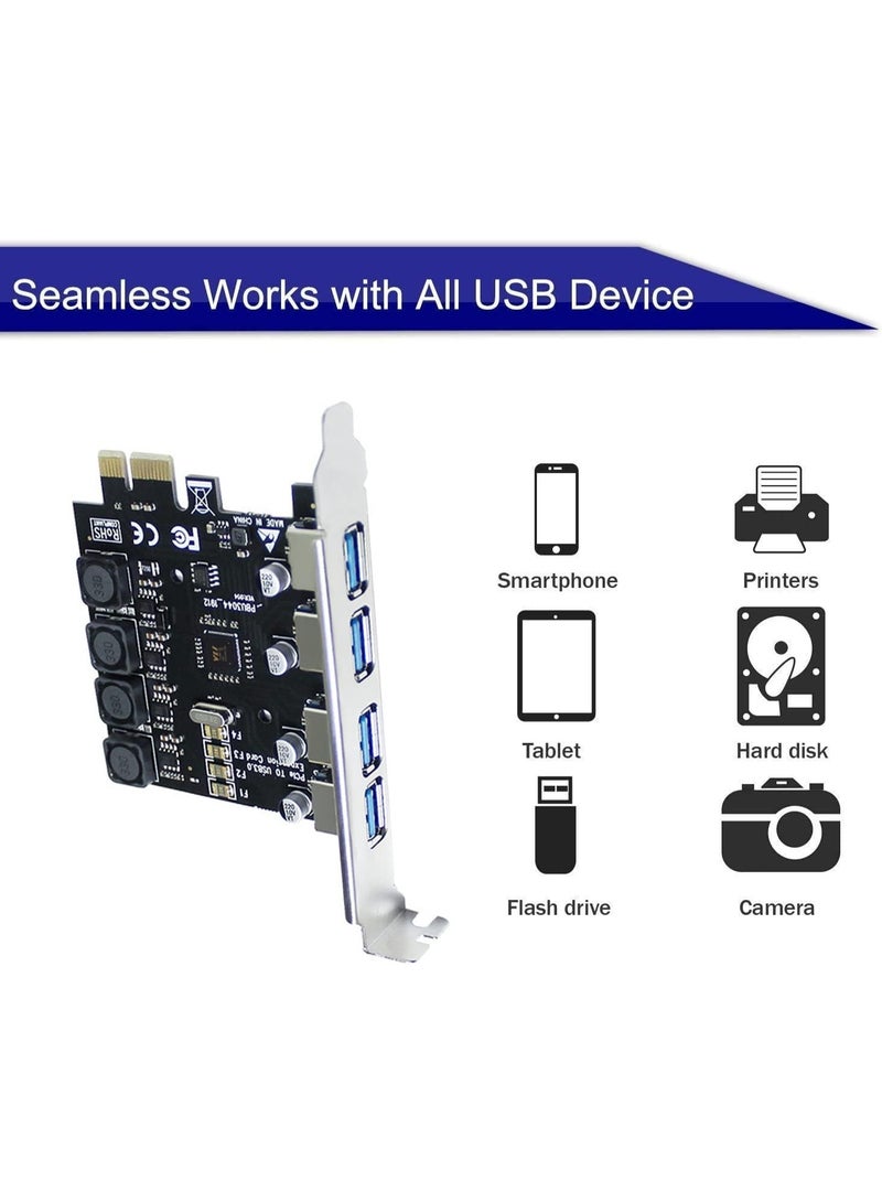 4-Port PCIe USB 3.0 Expansion Card | High-Speed PCI Express USB Adapter Up to 5Gbps for Desktop Computer Connectivity - Image 5