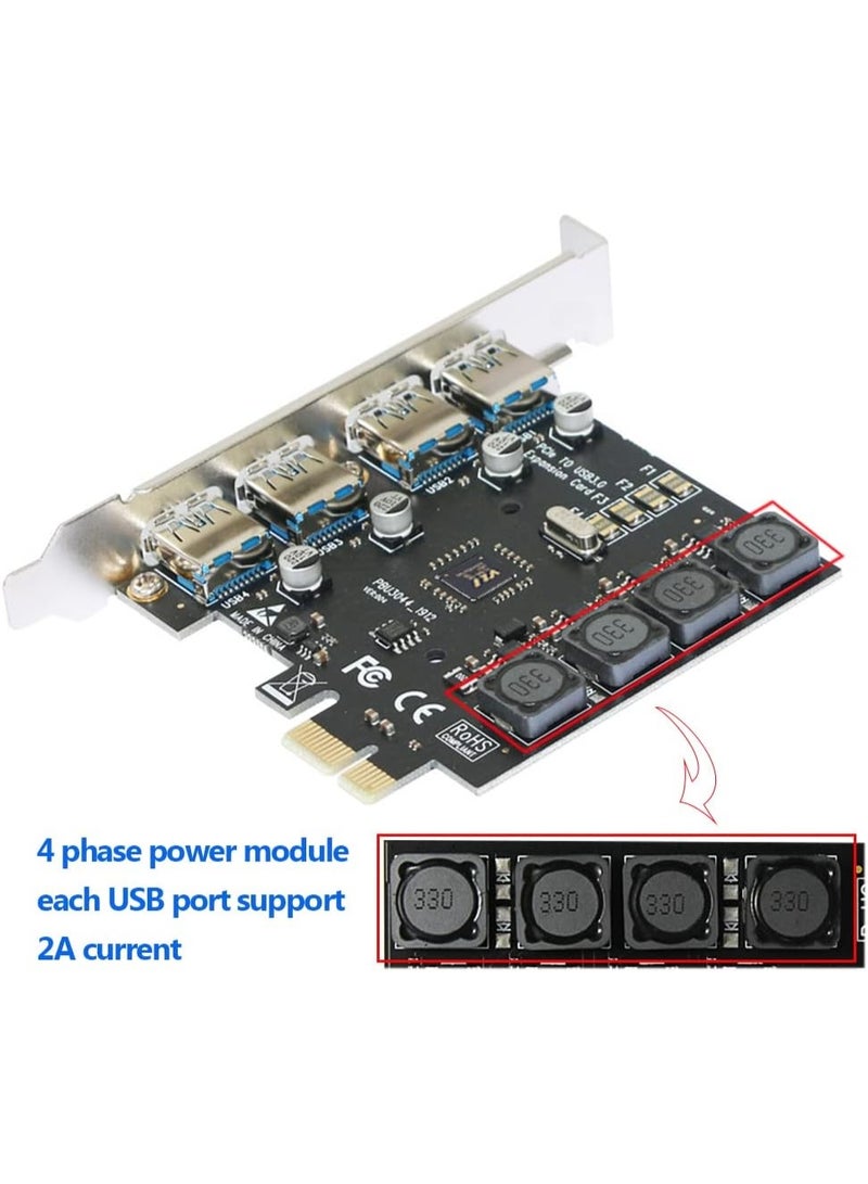 4-Port PCIe USB 3.0 Expansion Card | High-Speed PCI Express USB Adapter Up to 5Gbps for Desktop Computer Connectivity - Image 4