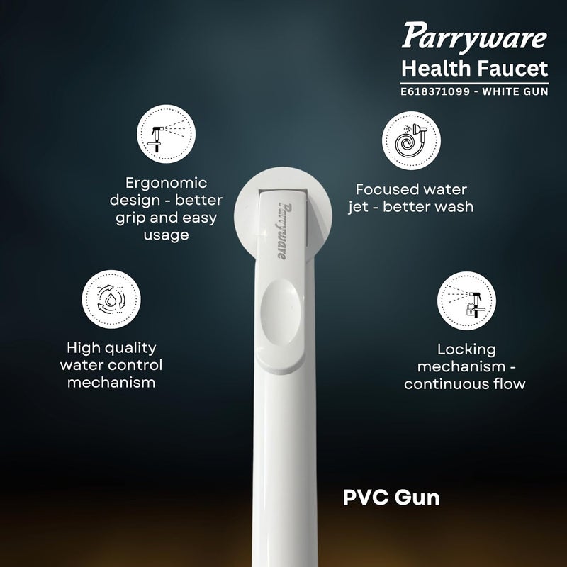 Parryware Health Faucet PVC Gun Without Hose and Hook | Economical Toilet Spray Gun/Bidet Spray Gun for Bathroom (E618371099) - Image 5