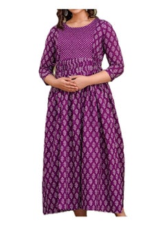 Generic Zebees Cotton Maternity & Feeding Dress, Comfortable Fit, Concealed Zips  - Image 1