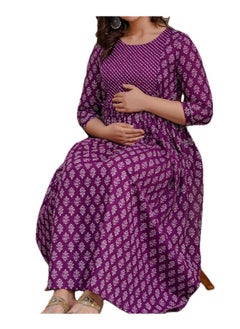Generic Zebees Cotton Maternity & Feeding Dress, Comfortable Fit, Concealed Zips  - Image 2