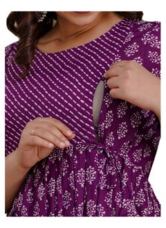 Generic Zebees Cotton Maternity & Feeding Dress, Comfortable Fit, Concealed Zips  - Image 4