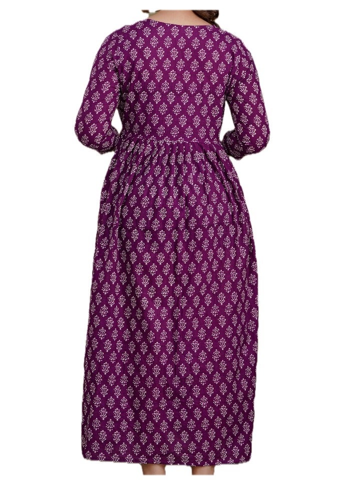 Zebees Cotton Maternity & Feeding Dress, Comfortable Fit, Concealed Zips  - Image 3