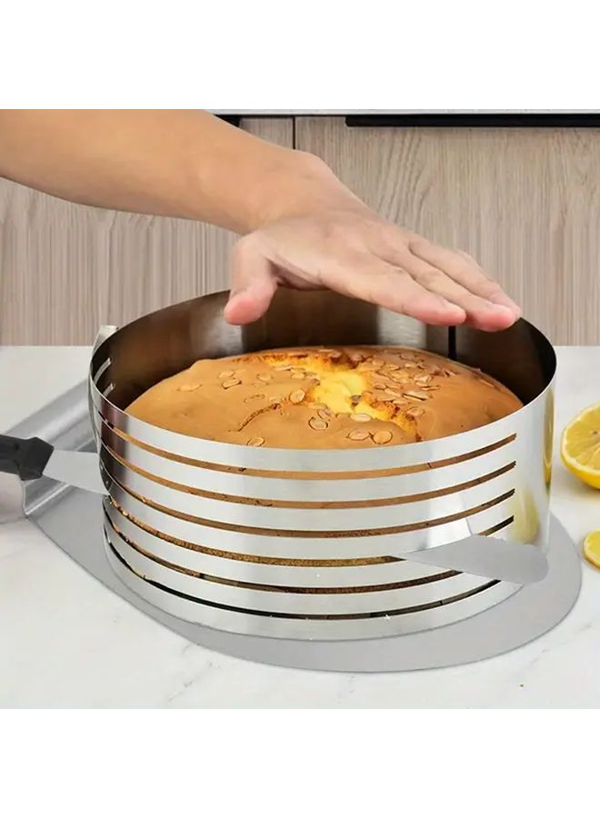 Adjustable Stainless Steel Cake Slicer 7 Level Precision Cutter Ring For Perfect Slices Fits 6 To 8 Inch Cakes 1 Piece - Image 1