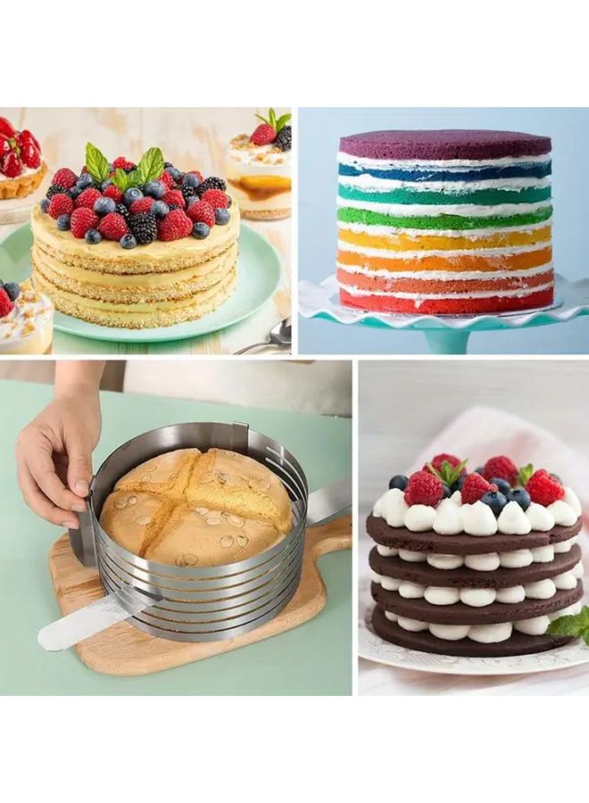 Adjustable Stainless Steel Cake Slicer 7 Level Precision Cutter Ring For Perfect Slices Fits 6 To 8 Inch Cakes 1 Piece - Image 3