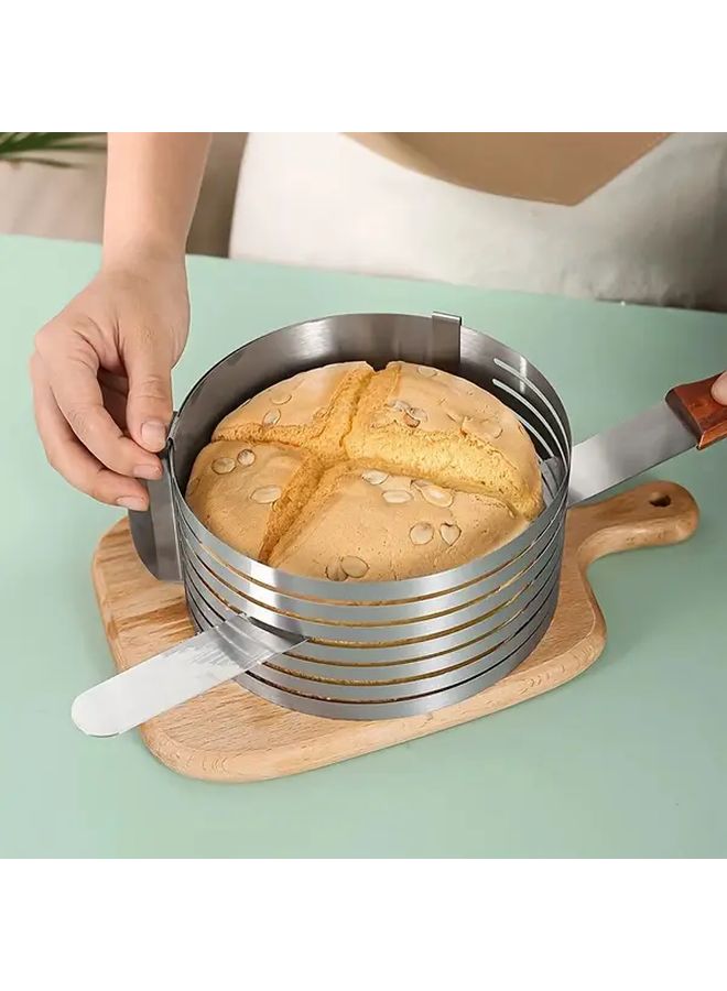 Adjustable Stainless Steel Cake Slicer 7 Level Precision Cutter Ring For Perfect Slices Fits 6 To 8 Inch Cakes 1 Piece - Image 5