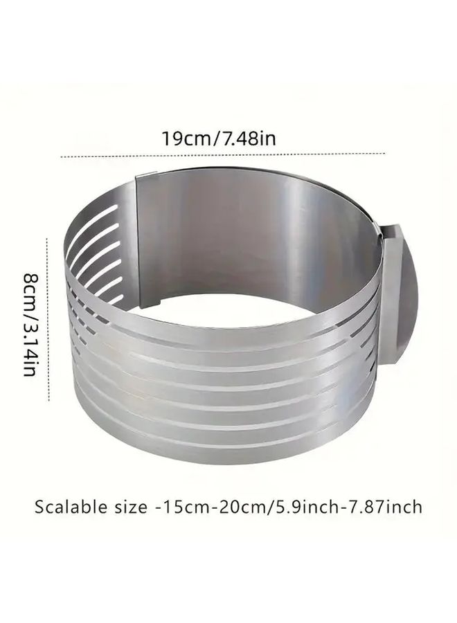 Adjustable Stainless Steel Cake Slicer 7 Level Precision Cutter Ring For Perfect Slices Fits 6 To 8 Inch Cakes 1 Piece - Image 4
