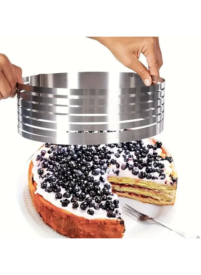 Adjustable Stainless Steel Cake Slicer 7 Level Precision Cutter Ring For Perfect Slices Fits 6 To 8 Inch Cakes 1 Piece - Image 2