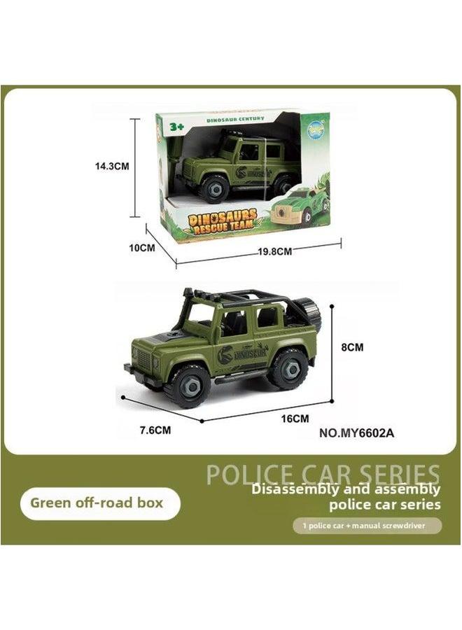Hot-selling Educational Toy Car DIY Police Assembly Engineering Assembling Aircraft Archaeological Dinosaur Toy-Color:Green Off-road 【boxed】】 - Image 1
