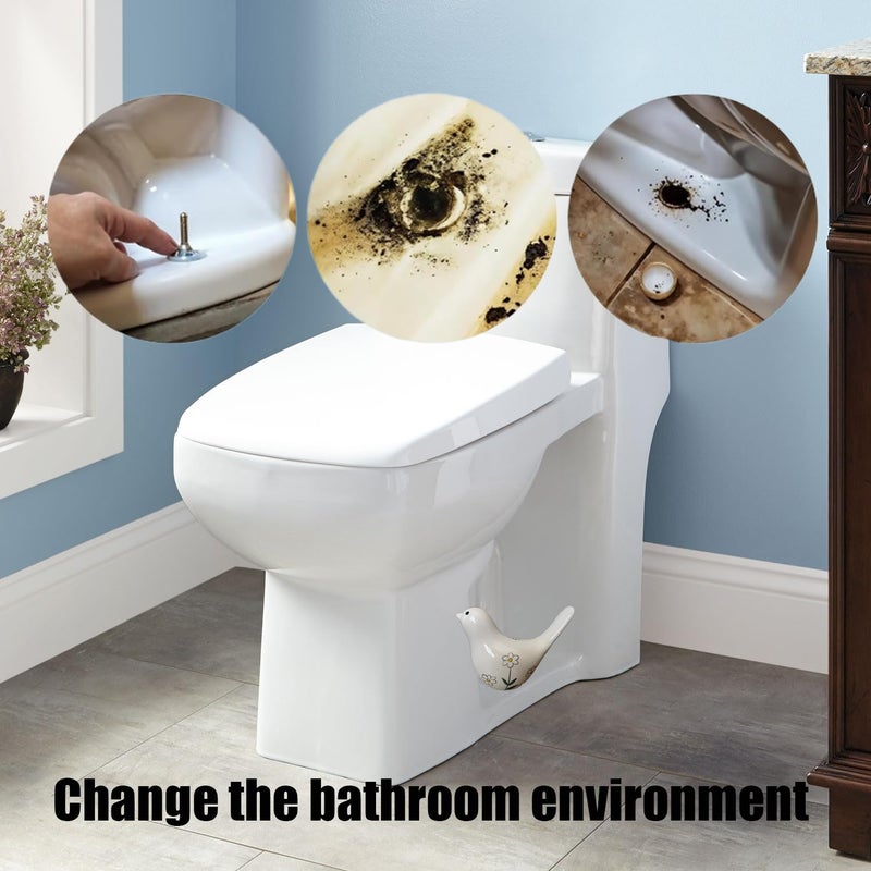 Pujipu 2PCS Toilet Bolt Covers Decorative, Cute Bird Toilet Screw Cover Caps, Ceramic Toilet Bolt Caps Decorative, Funny Bathroom Accessories, No Tools Easy Installation Bathroom Decor (White) - Image 2