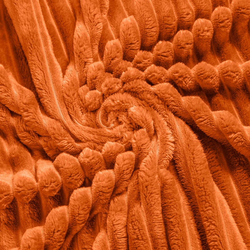 Bnuitland Bnuitland Burnt Orange Flannel Throw (50X70 inches) with Storage Pouch 300GSM Super Soft Fleece Stripe Pattern Sofa Blanket for Adults and Kids  Lightweight Cozy Bed Throw for Home Decor All Season  - Image 5