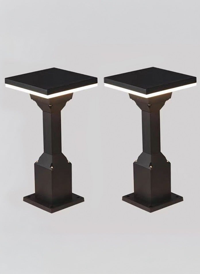 Vmax Modern Outdoor LED Garden Post Light, 12W, 30cm, IP65 Waterproof – Warm White Landscape Garden Patio Path Lamp (Square-Warm White-2 Pcs) - Image 1