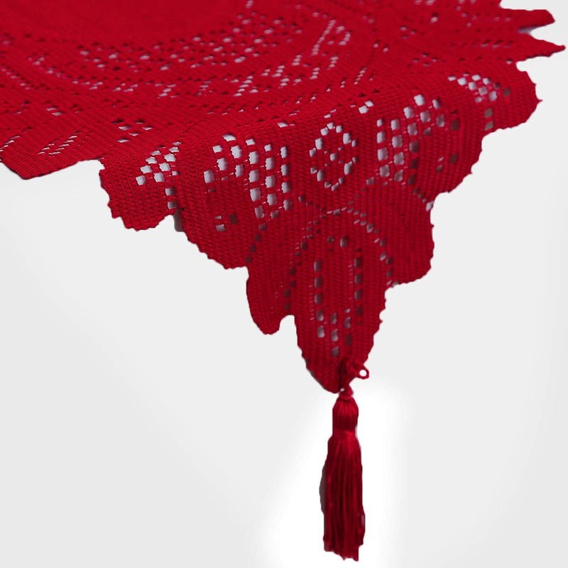 mookaitedecor Lace Table Runner for Wedding Party Coffee Table Decor Red, 13 x 70 Inch - Image 4