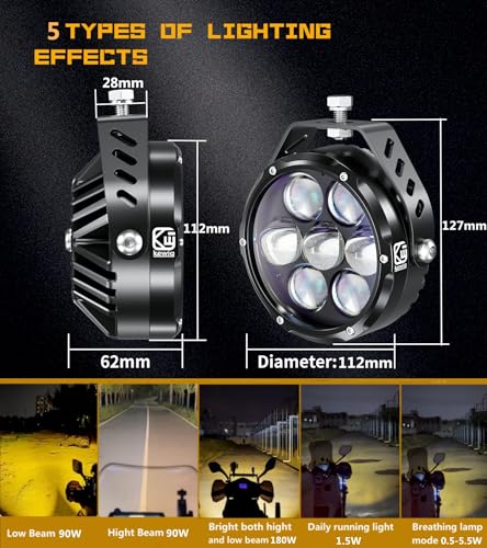 Kewig 4 Inch 96W Amber White LED Light Pods, 6 Modes Dual Color Fog Light Pods Cube, Spot Flood Combo Strobe Lights Emergency Driving Offroad Flashing Ditch Lights for Trucks Jeep, Pair (K7-U) - Image 2