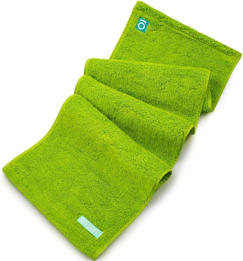 FACESOFT Eco Friendly Gym Towel for Working Out - Soft and Absorbent Cotton Exercise - No Synthetic Microfibers or Plastics - Sweat Towel for Gym, Fitness, Sports, Yoga - Green - 1 Pc - Image 1