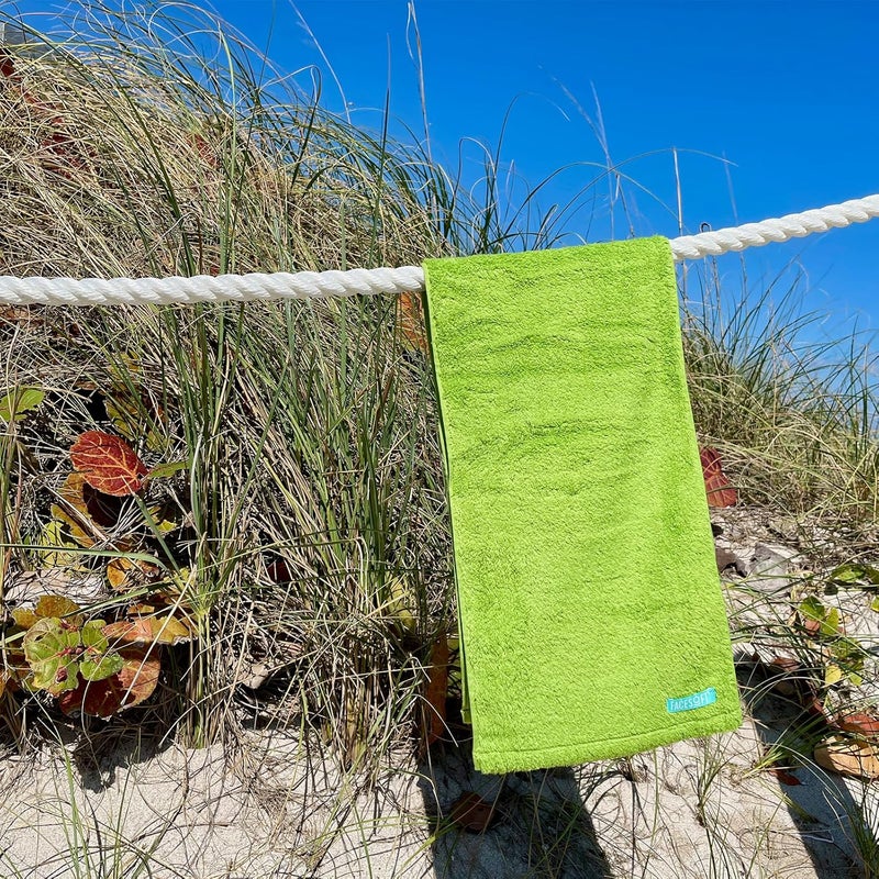 FACESOFT Eco Friendly Gym Towel for Working Out - Soft and Absorbent Cotton Exercise - No Synthetic Microfibers or Plastics - Sweat Towel for Gym, Fitness, Sports, Yoga - Green - 1 Pc - Image 2