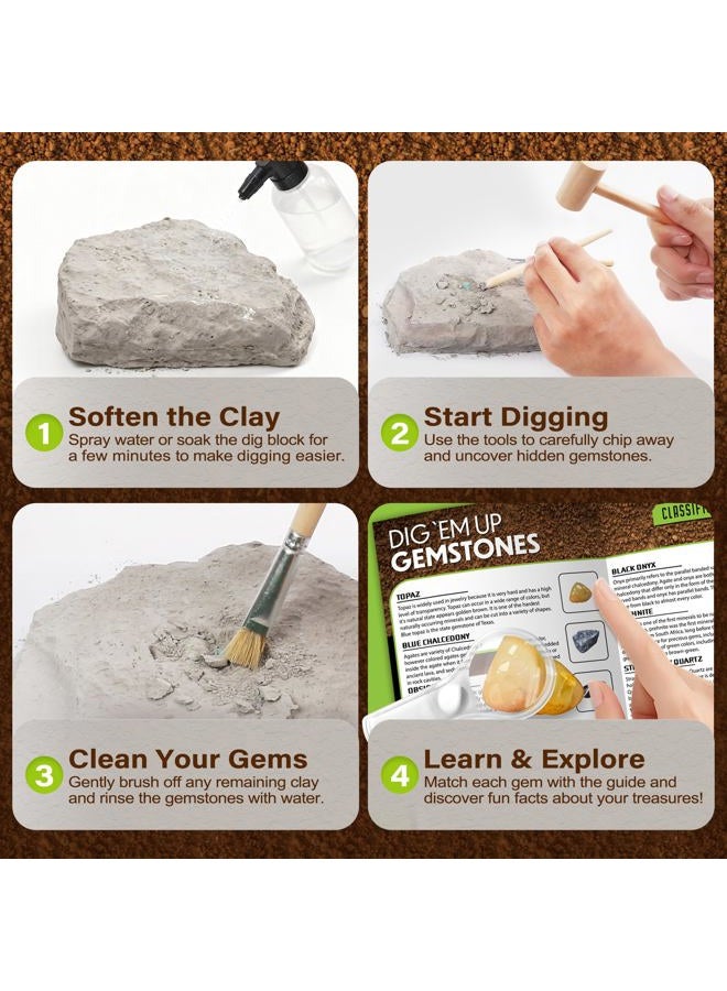 LotFancy Gemstone Dig Kit, Excavate 20 Real Gems, Science Kit for Kids Age 8-12, Educational Toy, Birthday Gift for Boys Girls with Mining Tools - Image 4
