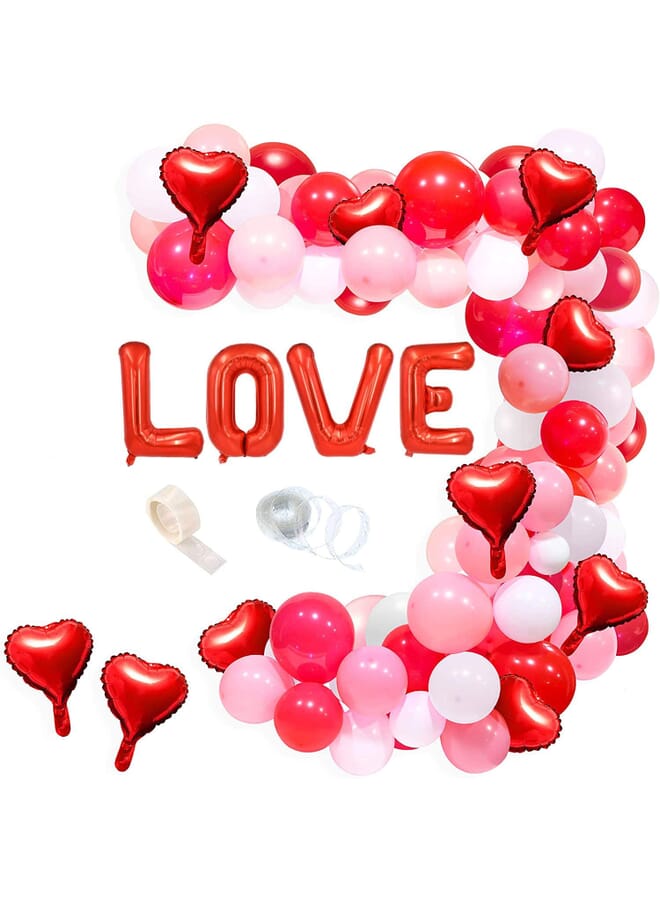 Party Time 116 Pieces Latex And Foil Balloons With Confetti Balloon Sets Valentines Day Balloons Love Heart Balloons Romantic Latex Balloons Photo Props For Wedding Anniversary Proposal - Image 1