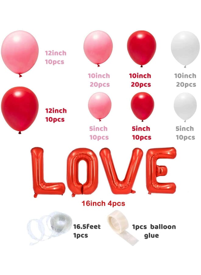 Party Time 116 Pieces Latex And Foil Balloons With Confetti Balloon Sets Valentines Day Balloons Love Heart Balloons Romantic Latex Balloons Photo Props For Wedding Anniversary Proposal - Image 2