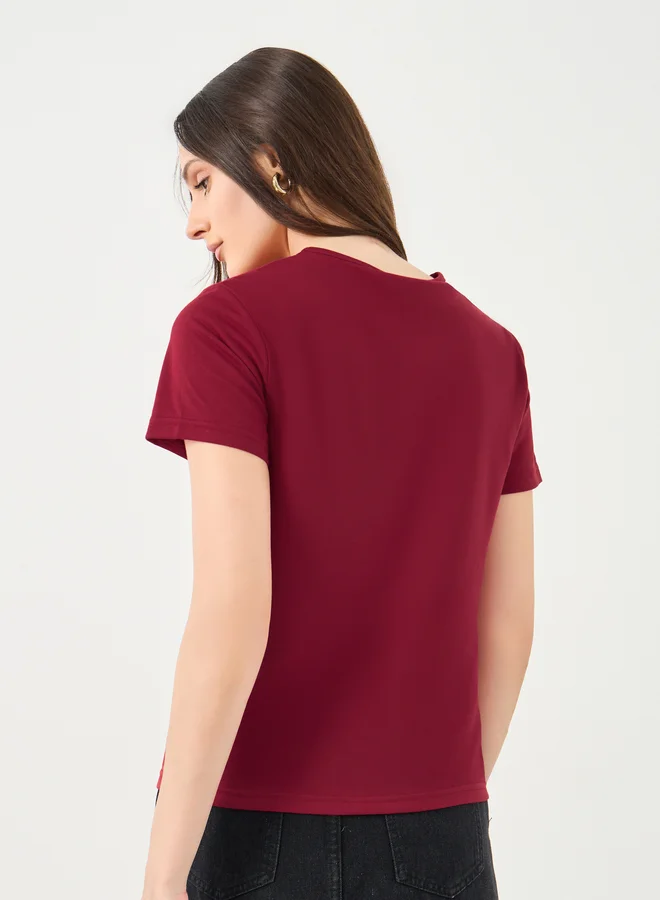Styli Styli Women Red Slogan Print T-Shirt