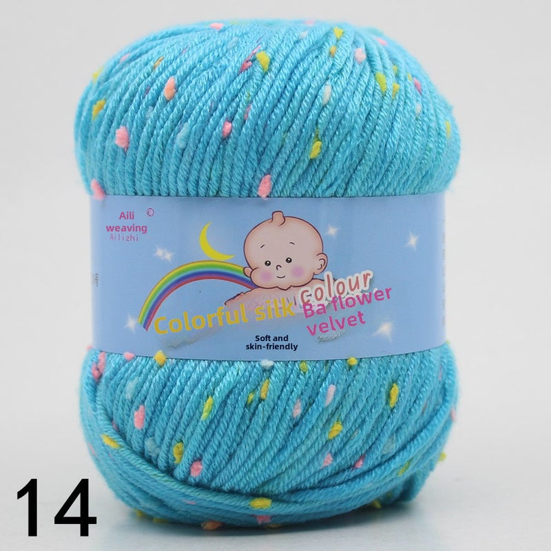 Multicolor Chunky Hand-Knit Yarn for DIY Sweaters 14 lake blue color dot B 
