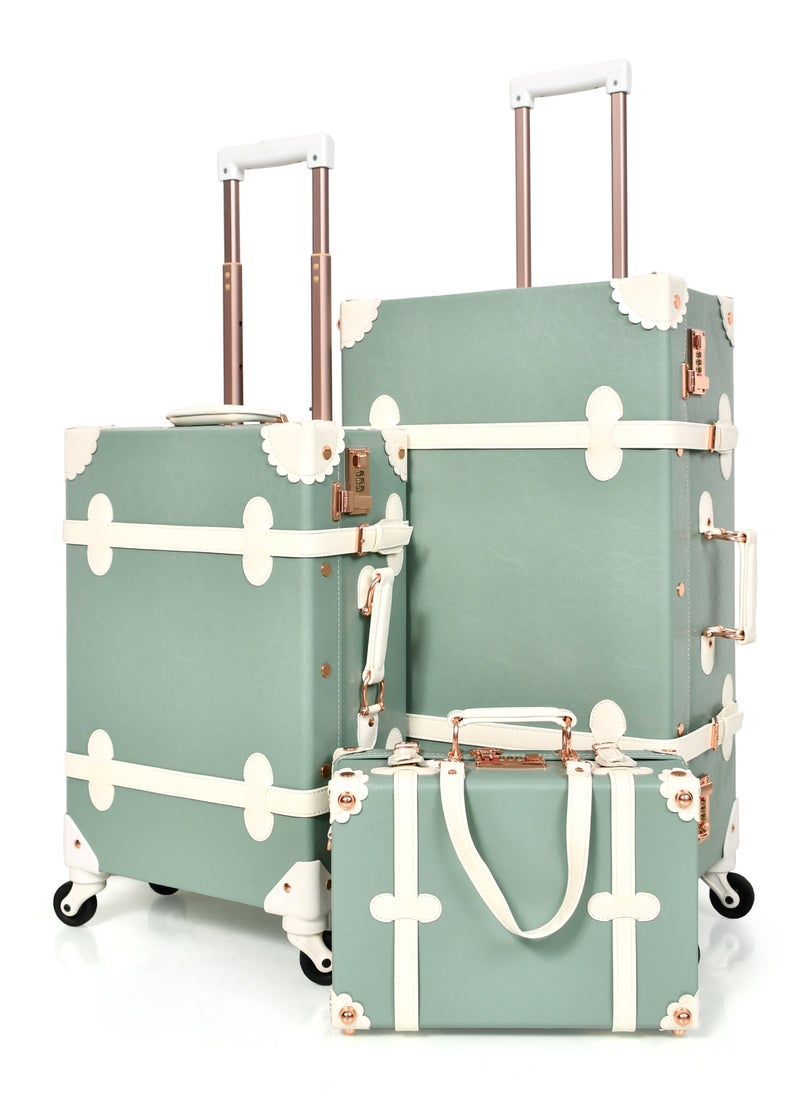 MORANO - Classic Morano leather travel bags three pieces with rotating wheels and a safety lock - Image 1