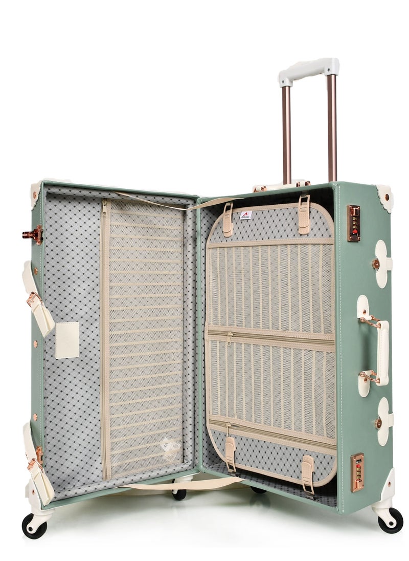 MORANO - Classic Morano leather travel bags three pieces with rotating wheels and a safety lock - Image 1