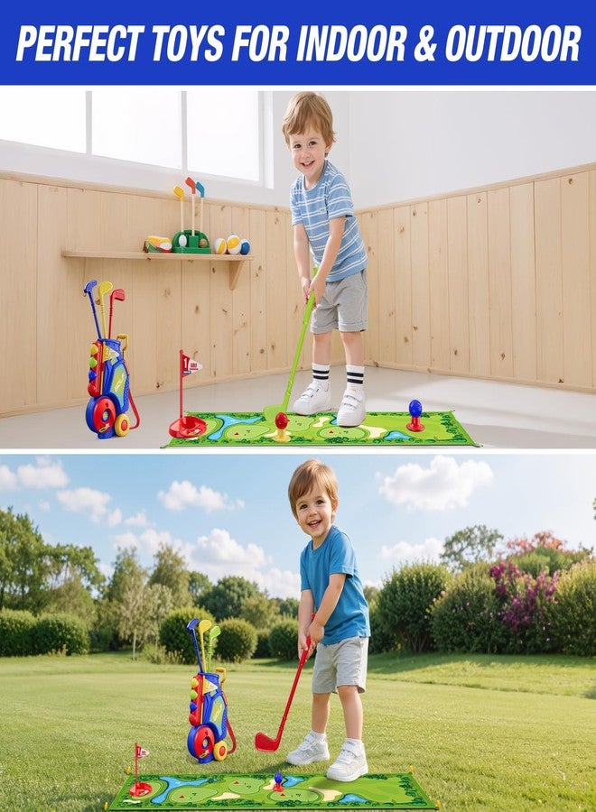 HYES Toddler Golf Set 2-4 Years, Kids Golf Club with 8 Balls, 4 Plastic Clubs, Putting Mat, Scoreboard, Storage Bag, Indoor Outdoor Game with Golf Cart Sport Toy Gift for Baby Boys Girls Age 3-5, Blue - Image 5