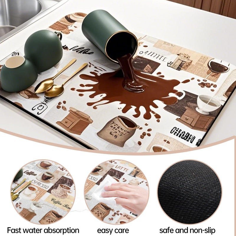 Zinmilin Coffee Mat Bar,Coffee Matt for Counter Mat Bar Mats for Countertop Accessories,Silicone Mats for Kitchen Counter Waterproofï¼ˆ19''x12''ï¼‰ - Image 3