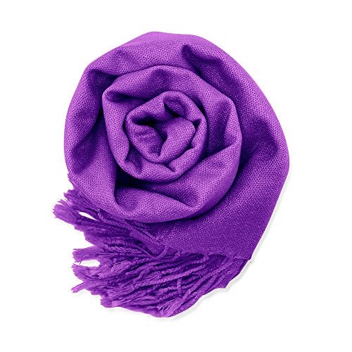 GEARONIC Soft Pashmina Scarf for Women Shawl Wrap Scarves Lady Women's Scarfs in Solid Colors - Purple - Image 1