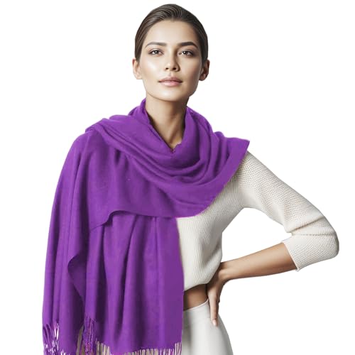 GEARONIC Soft Pashmina Scarf for Women Shawl Wrap Scarves Lady Women's Scarfs in Solid Colors - Purple - Image 5