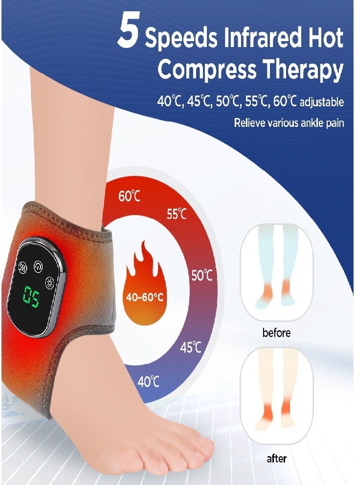 Wireless Ankle Foot Massager, 3 Vibration Modes, 5 Heat Levels, 3 in 1 Pain Relief Ankle Heating Pad (1 pc) - Image 3