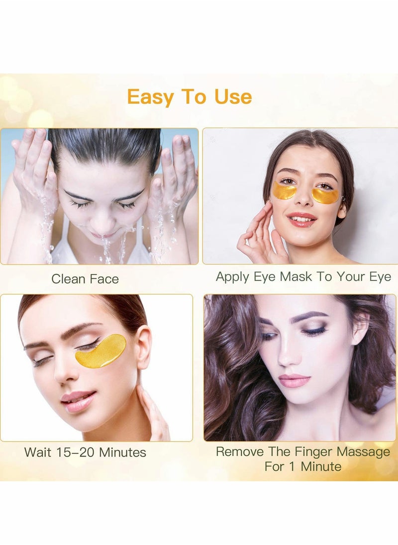 Excefore - 24K Gold Under Eye Treatment Masks,Natural Gel Collagen Under Eye Patches, Eye Mask for Dark Circles, Remove Eye Bags & Puffy Eyes, Anti-Wrinkle, Hydrating, Soothing.  20 Pairs - Image 1