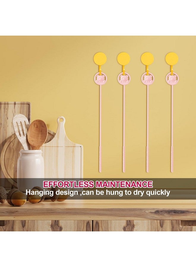 KIBBEH Silicone Straw Brush, Reusable Stanley Straw Cleaner Brush, 9.3inch Extra Long Silicone Fully Encased Dish Brush for Metal Glass Straws, Drink Lid, Baby Bottles, Sippy Cup, Pipes (Pink) - Image 5