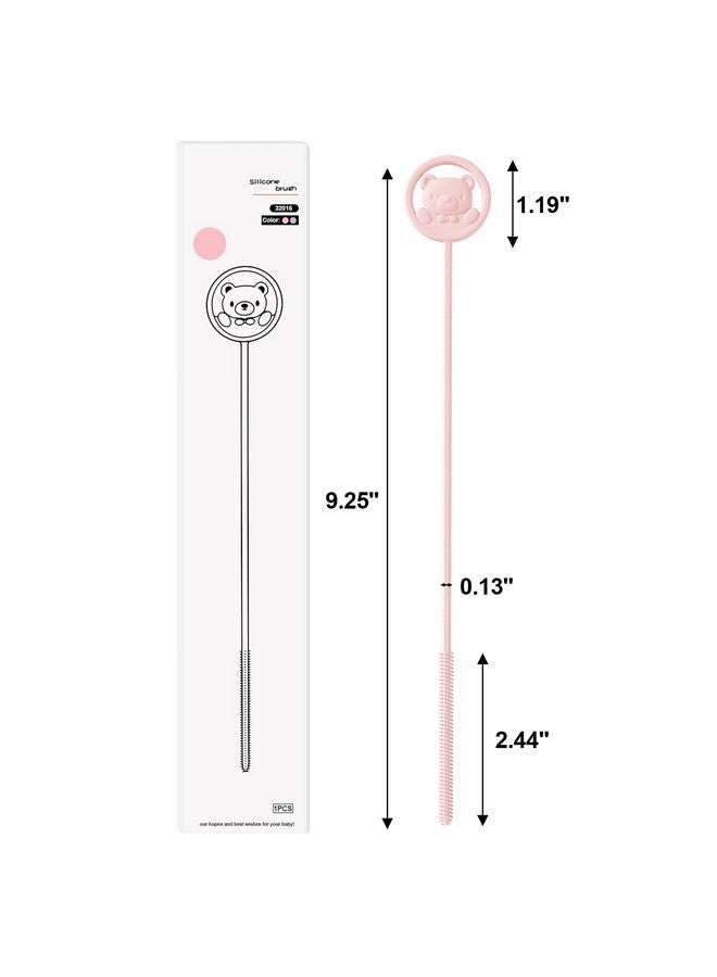 KIBBEH Silicone Straw Brush, Reusable Stanley Straw Cleaner Brush, 9.3inch Extra Long Silicone Fully Encased Dish Brush for Metal Glass Straws, Drink Lid, Baby Bottles, Sippy Cup, Pipes (Pink) - Image 4