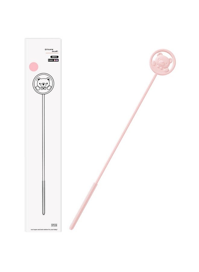 KIBBEH Silicone Straw Brush, Reusable Stanley Straw Cleaner Brush, 9.3inch Extra Long Silicone Fully Encased Dish Brush for Metal Glass Straws, Drink Lid, Baby Bottles, Sippy Cup, Pipes (Pink) - Image 1