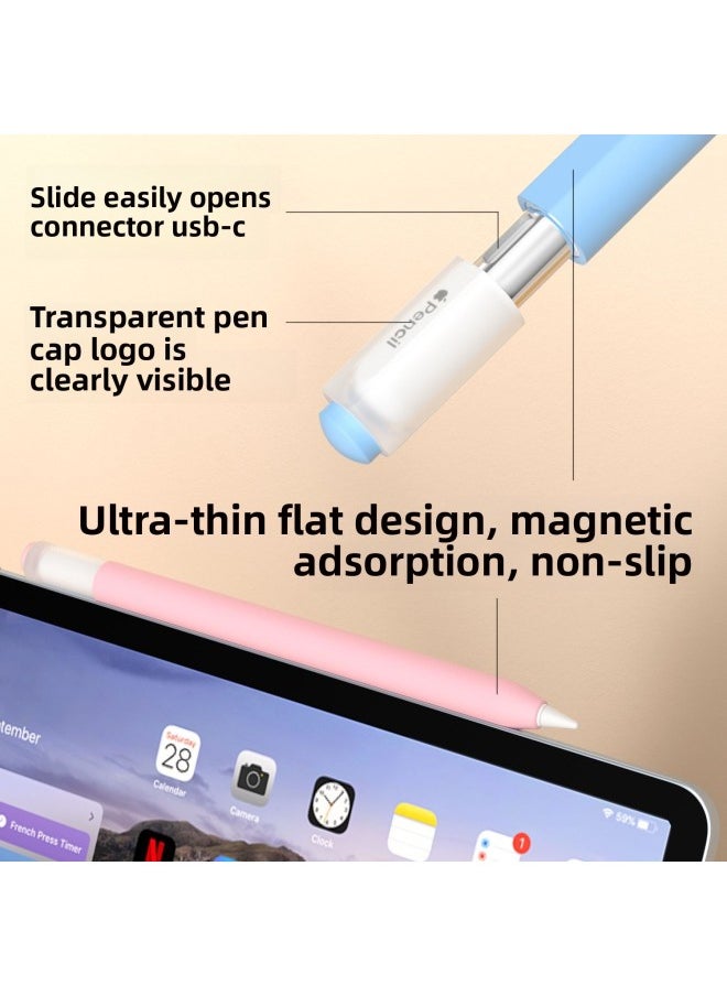ماركة غير محددة - تنطبق على قلم Apple Pencil USB-C لحافظة القلم الشفافة لقلم Apple 3 Generation حافظة حماية متقدمة للتحسس - اللون: أزرق سماوي - الطراز المطبق: لقلم Apple Pencil Usb-c - Image 1