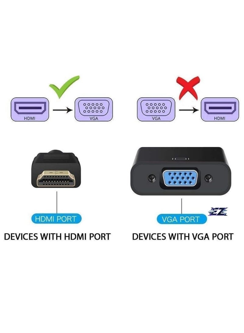 Gulf Trend HDMI to VGA Adapter Cable, HDMI Male to VGA Female Converter, Gold-Plated Connectors – Extension for PC, Laptop, Monitor, Projector, HDTV – High-Quality Video Output, Durable and Easy to Use - Image 2